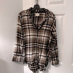 Green American Eagle flannel, green black and white